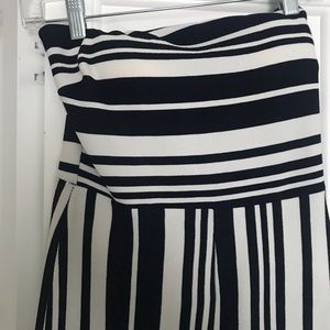 Navy and white striped jumpsuit